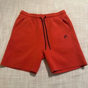 Alphalete Mens Red Athletic Fleece Shorts Gym Workout Drawstring Size Medium